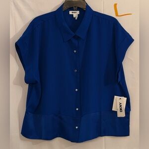 DKNY Women's Blue Button-Up Shirt